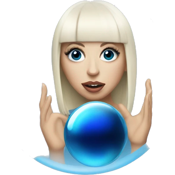lady gaga with fringe holding blue gazing glass ball emoji