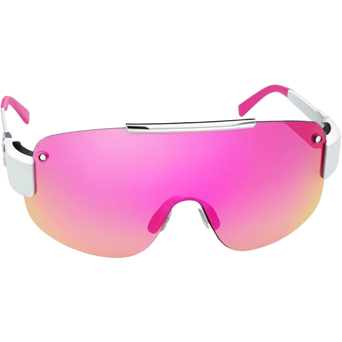 slim frameless pink visor sunglasses, Y2K cyber style, single piece lens emoji