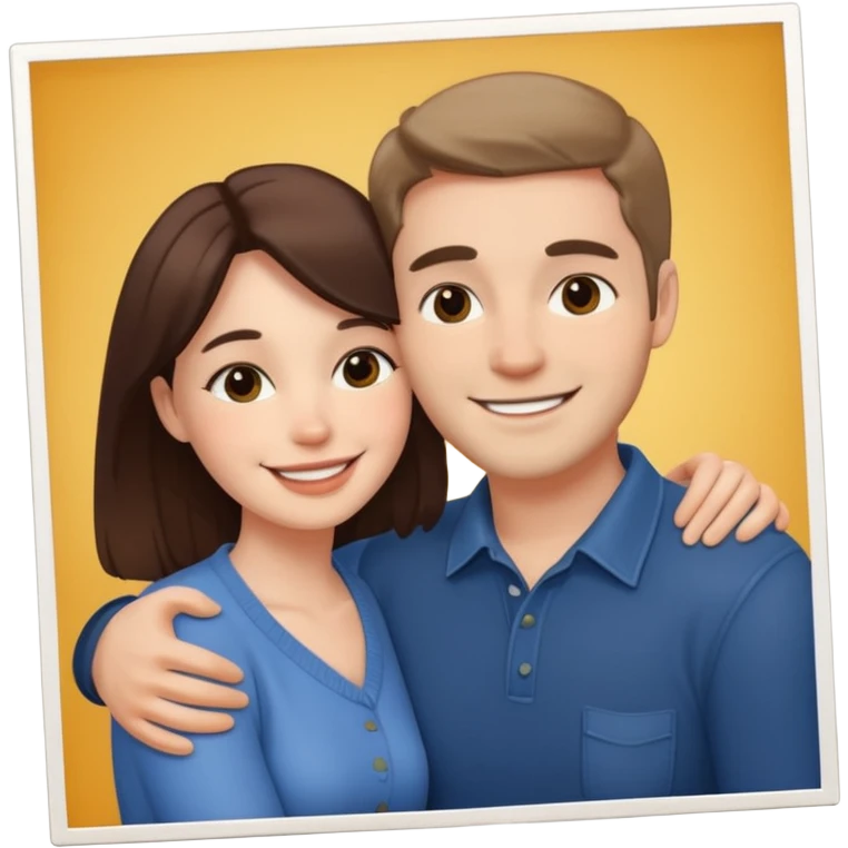 Couple hugs polaroid emoji