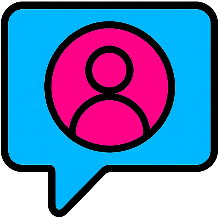 social media icon with bold electric blue and magenta colors reminiscent of gaming gear, modern icon style, colorful, sharp lines emoji