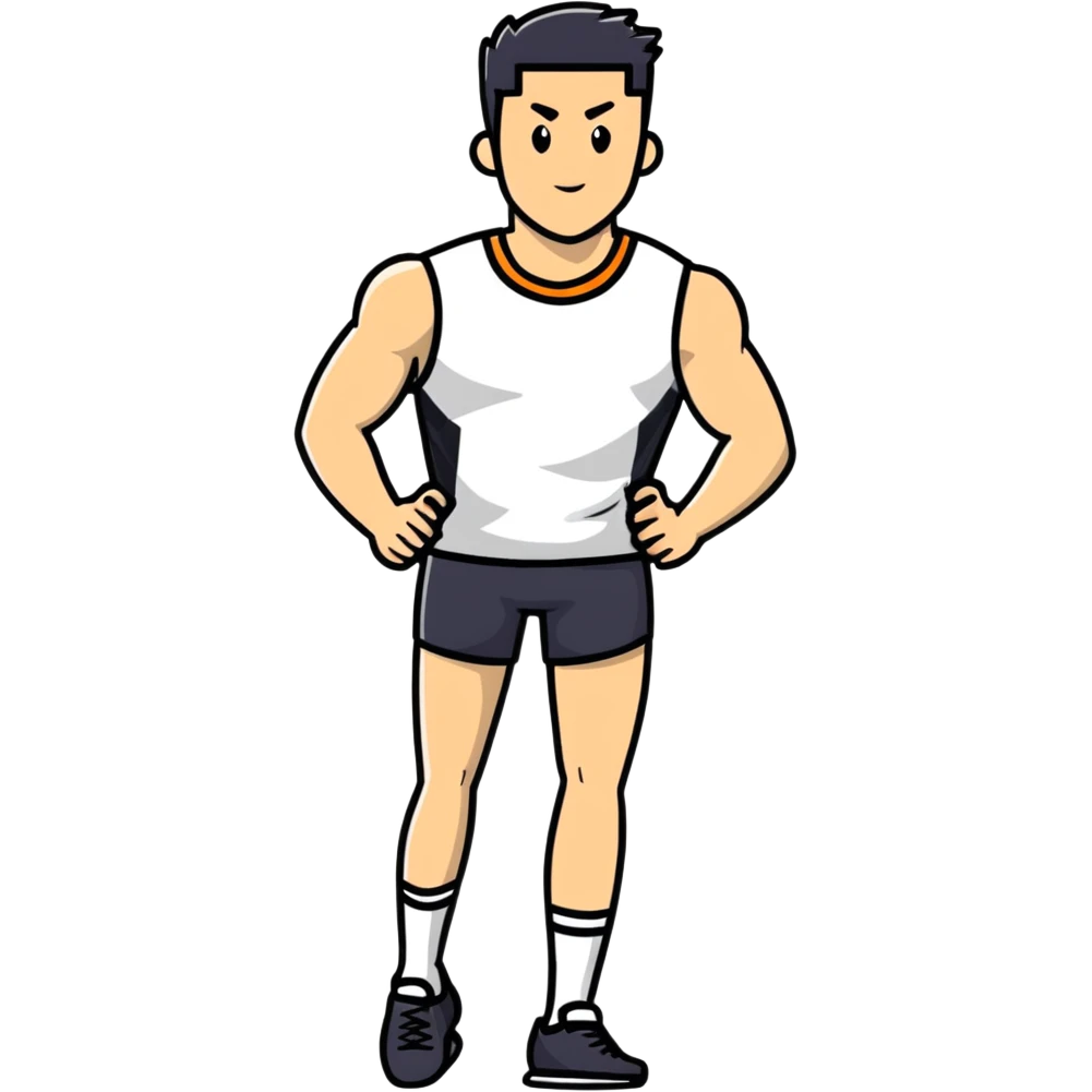 tall athlete standing in vest and shorts emoji
