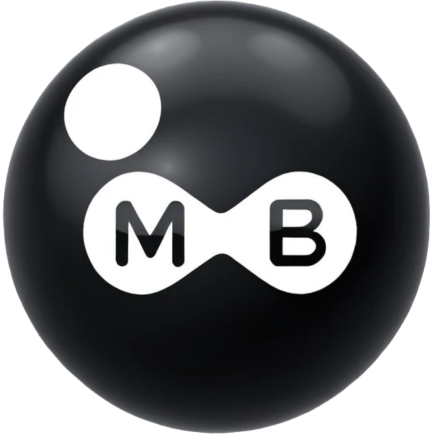Black ball (MB) written on it. emoji