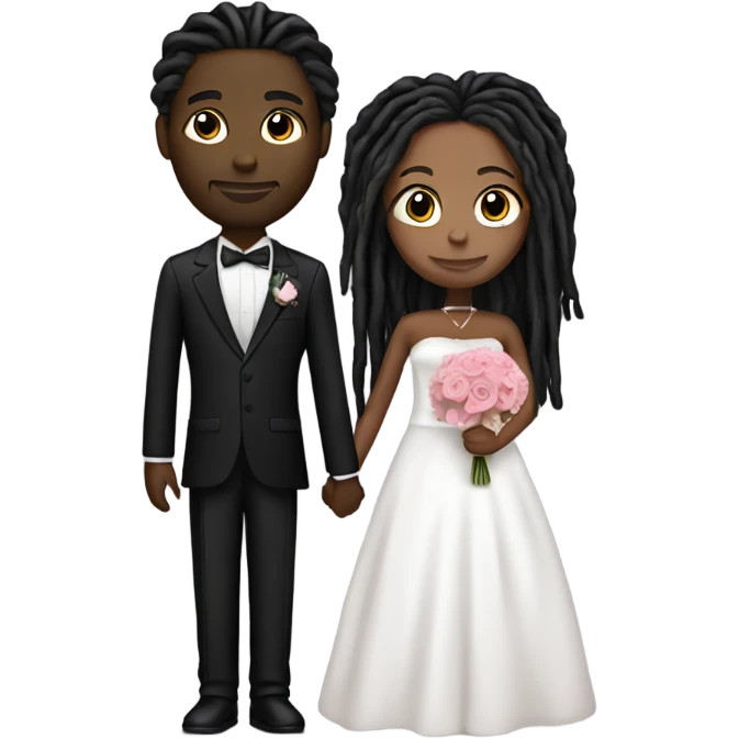 Pink wedding black couple with dreads emoji