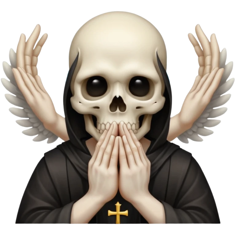 make a skull face like this💀but agnel and demon one with there hands going like this 🤞 emoji