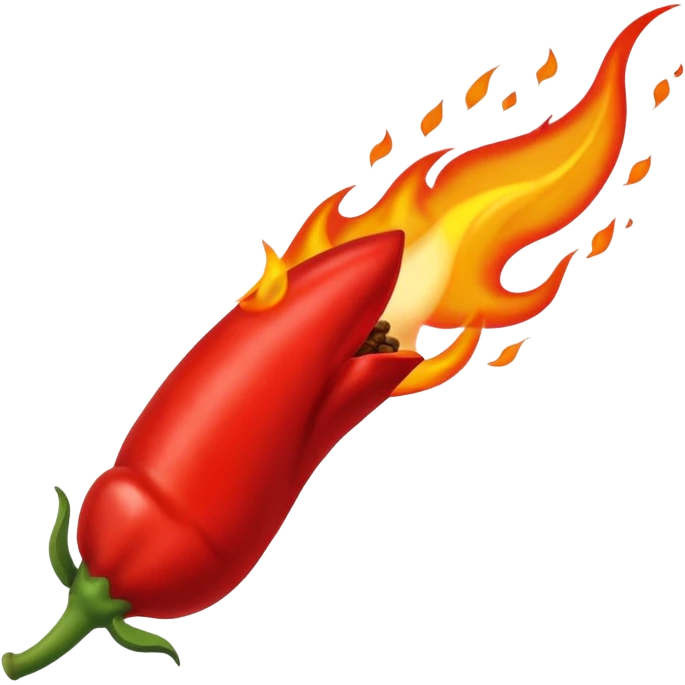 un piment rouge allongé avec une flamme emoji