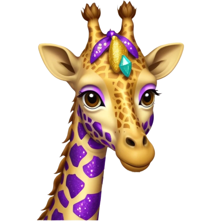 Girafa com colar roxo com glitter emoji