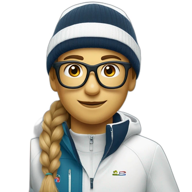 Un garçon blanc qui porte das lunettes de ski, il a les cheveux noirs et un survetement de lacoste emoji