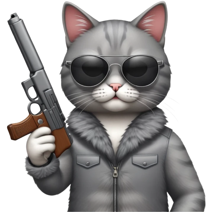 Cat with sun glasses and gun  emoji