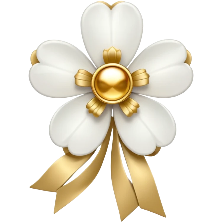 white sakura flower with a gold bow emoji