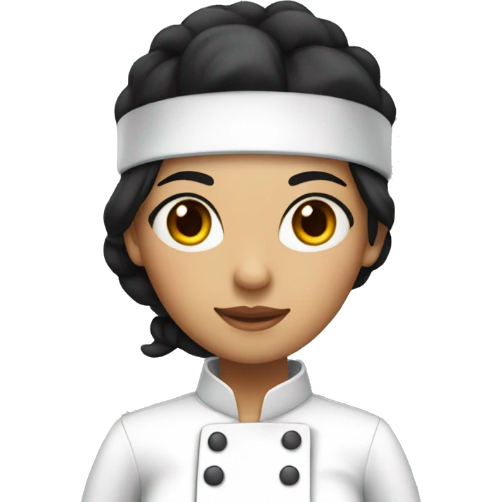 Woman chef black hair with small and black eyes  emoji