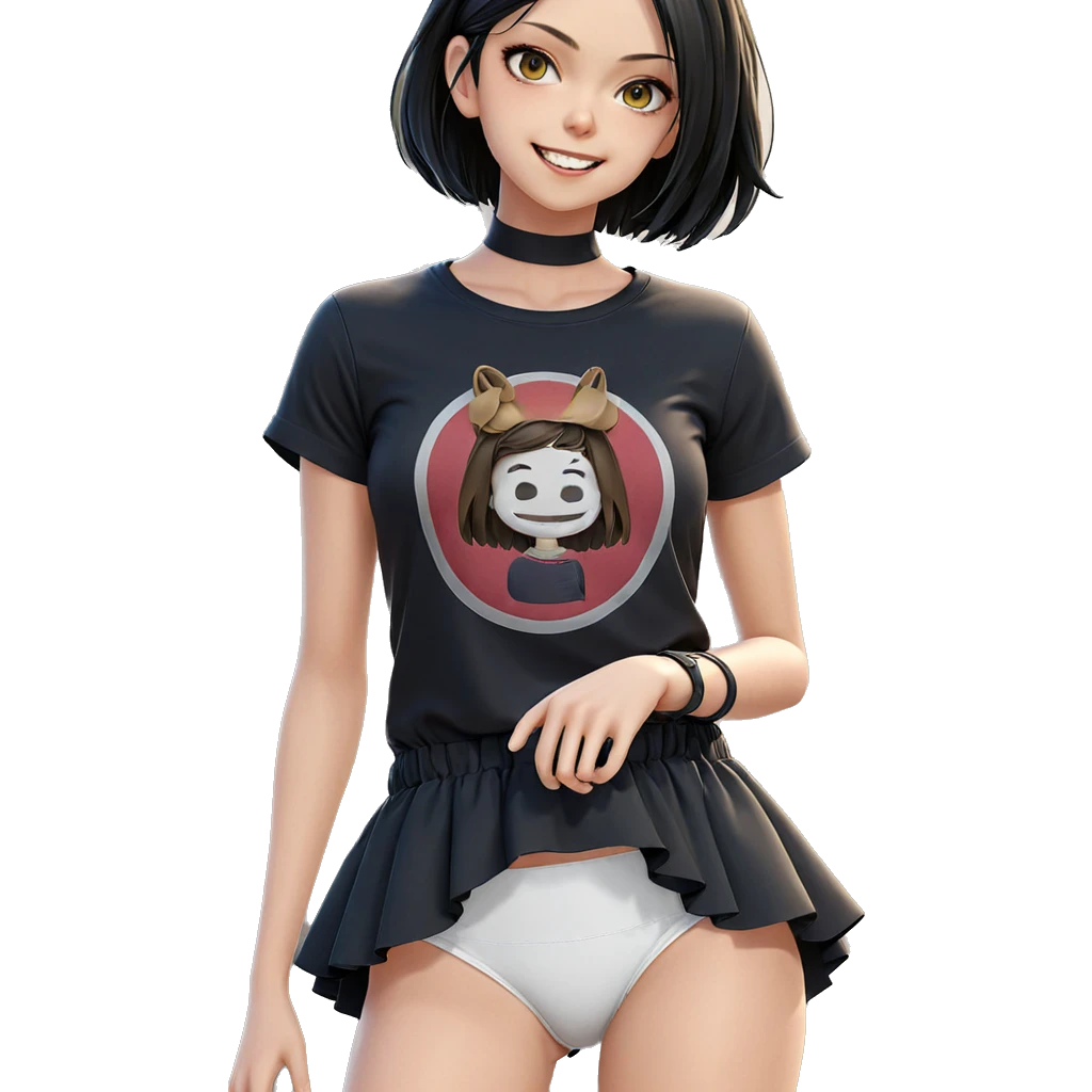 smiling girl in outdoor fashion emoji