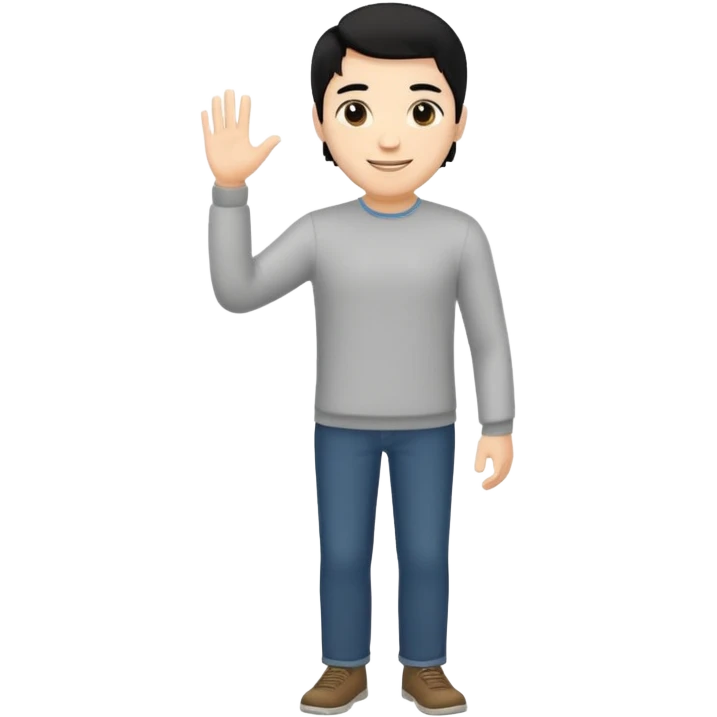 ligth man black hair full body greeting emoji