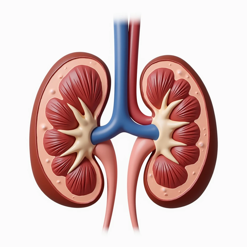 realistic kidneys, anatomical illustration, color emoji