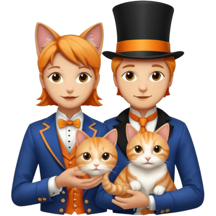  Icon magician couple and their pet cat emoji