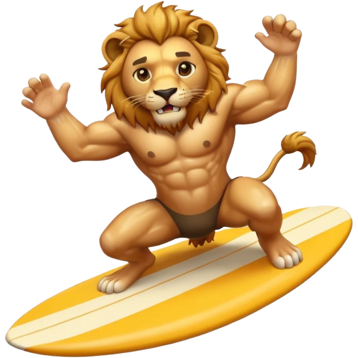 Lion surfer emoji