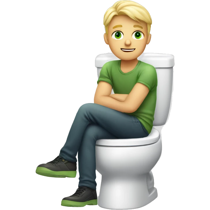 Blonde green eyes guy sitting on toilet emoji