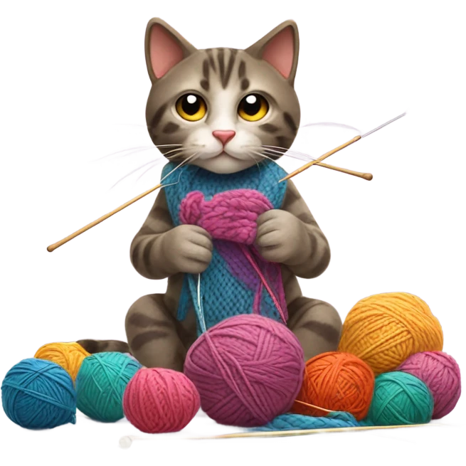 Cats knitting emoji