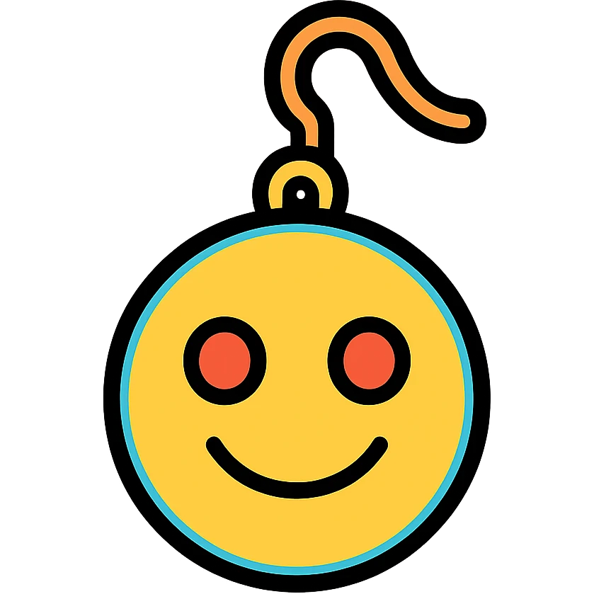earring shaped like an emoji icon with color outline emoji