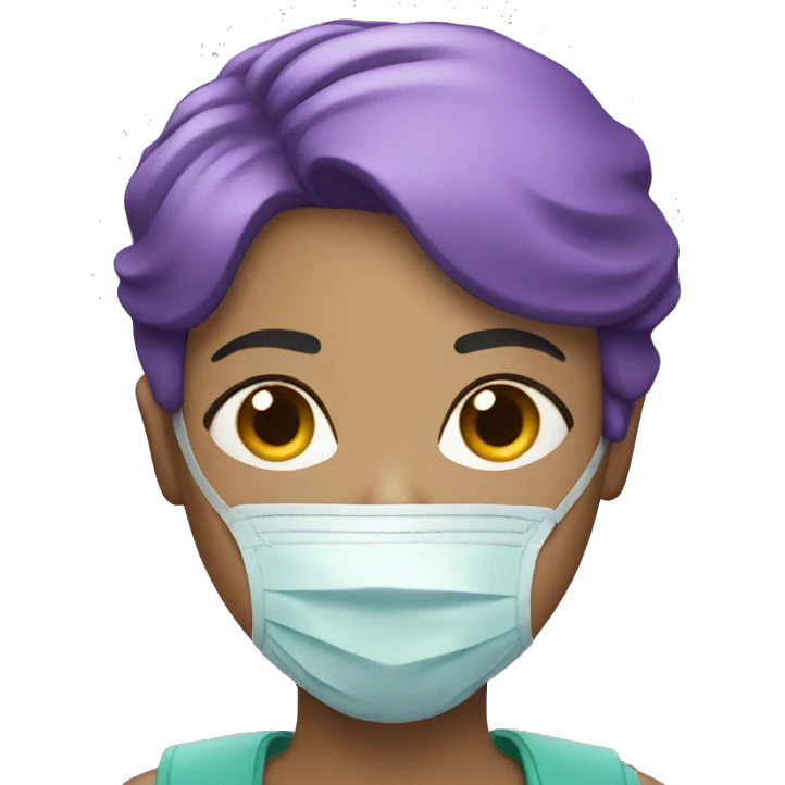 Woman with short purple hair with oxygen mask emoji