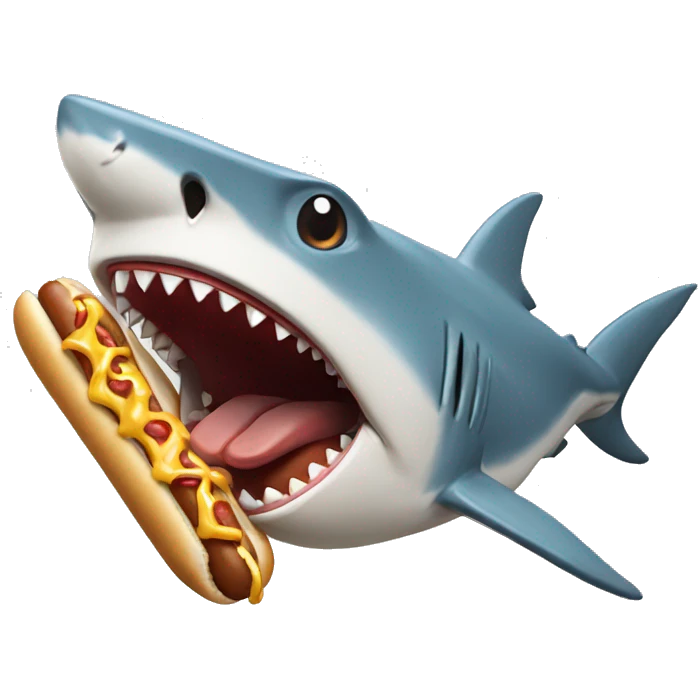 Shark eating hotdog emoji