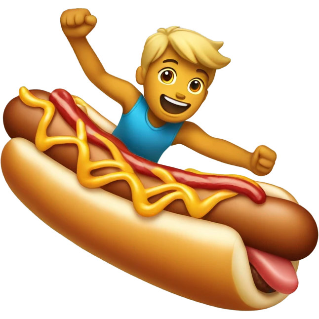 Boy riding a hotdog emoji