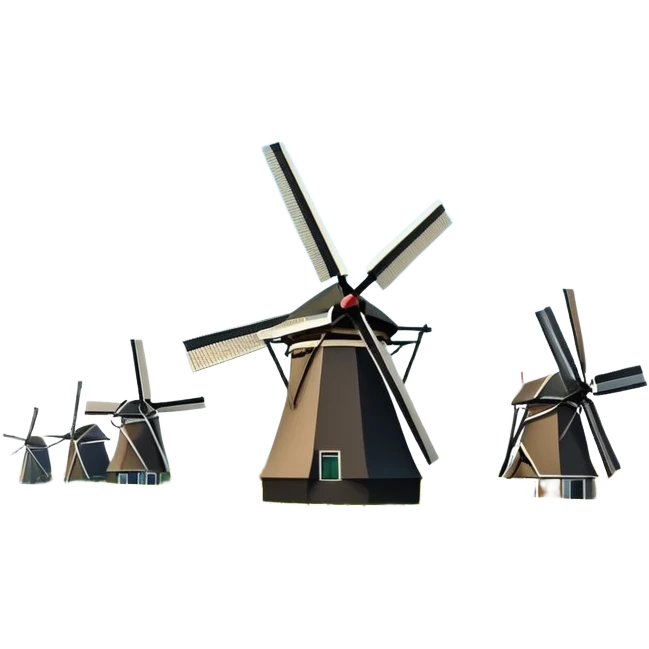 cinematic-realistic-kinderdijk-windmills-landmark-emoji,-showcasing-traditional-dutch-windmills-aligned-along-a-tranquil-canal,-with-lush-green-fields in a picture frame emoji
