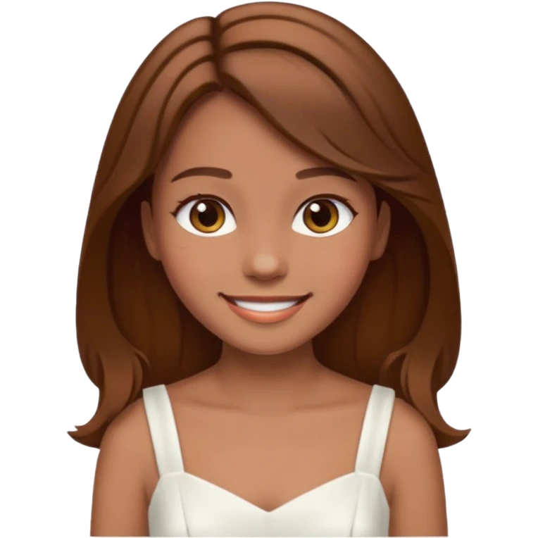 girl walking wearing a white dress, the hair color is brown emoji
