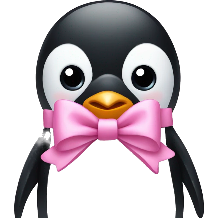 penguin with pink bow  emoji