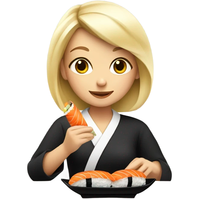 Blonde girl eating sushi emoji