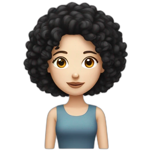 White girl with frizzy black hair emoji
