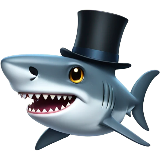 Shark with a top hat emoji