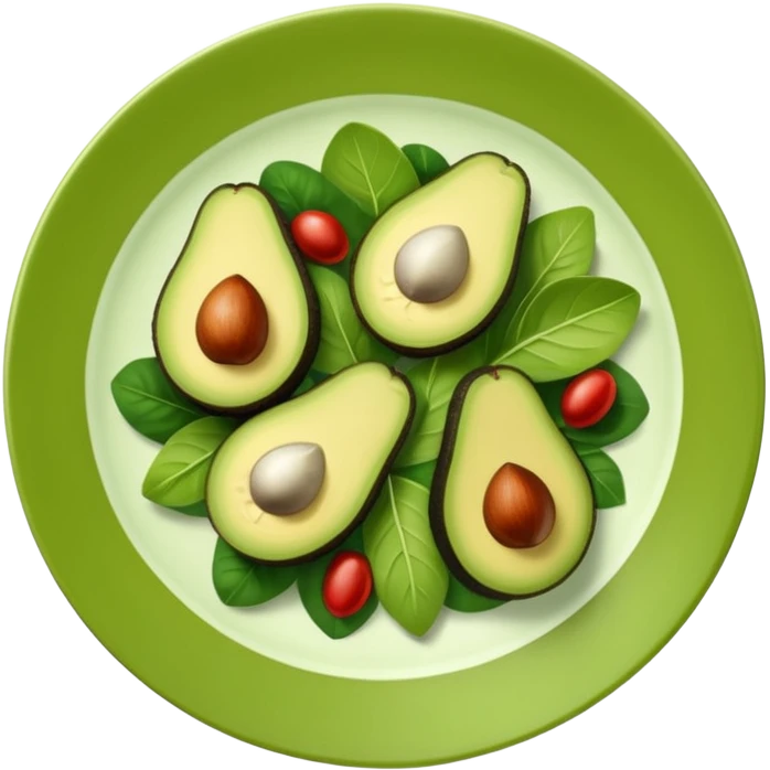 A stylized salad plate in greens or avocado with the hashtag #VogueBody. emoji