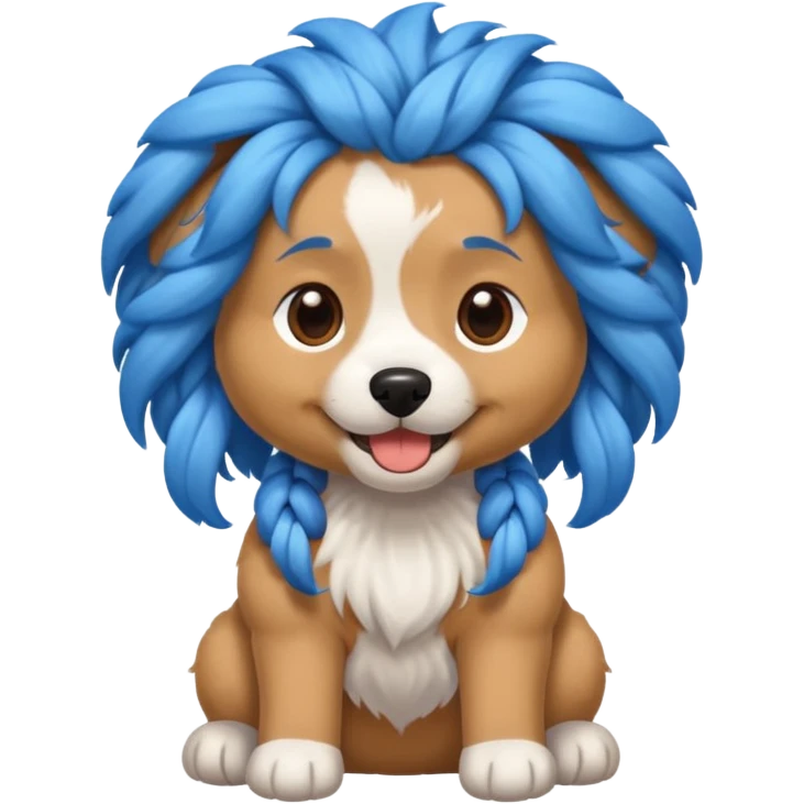 blue braided haired dog emoji