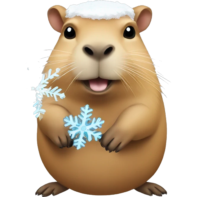 Capybara holding a snowflake emoji