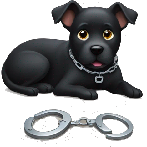 black dog in handcuffs emoji