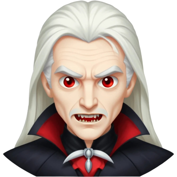 Dracula with long white hair emoji