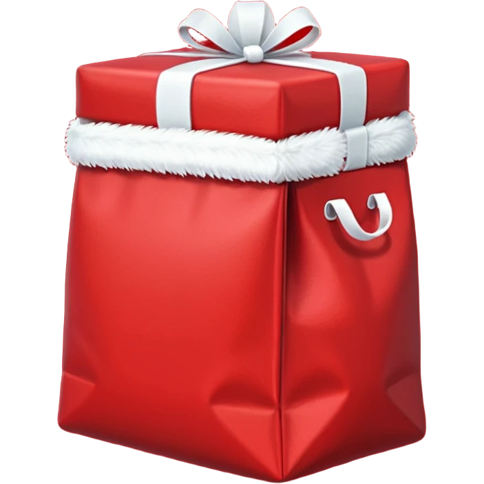 red Santa's bag with red gift boxes with white bows emoji