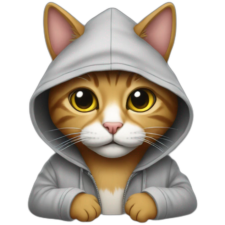 cat hacker wearing hoodie emoji