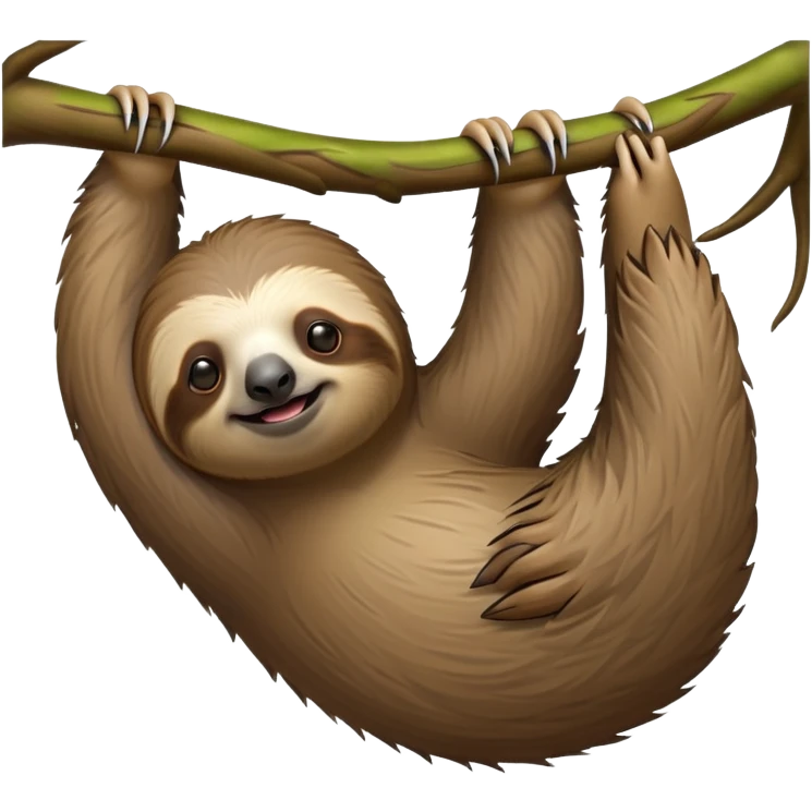 cinematic-sloth-realistic-full-body-hanging-emoji,-long-curved-claws-clinging-to-a-tree,-thick-shaggy-brown-fur-slightly-ruffled,-head-tilted-dramatically,-slow-blinking-eyes-filled-with-serene-wisdom,-simplified-yet-realistic-focused-features,-highly-detailed,-glowing-with-an-almost-sarcastic-glow emoji