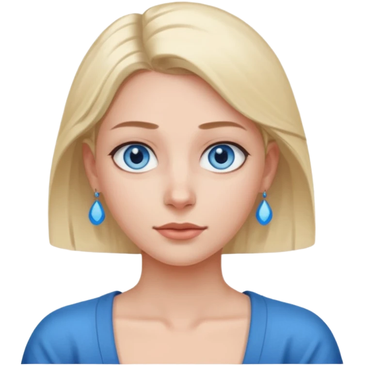 blue eyes, no earrings, shoulder shrug emoji