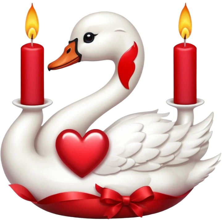 cute bow, heart, swan and candle emojis in deep reddish colour emoji
