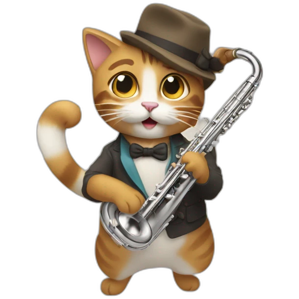 un chat jouant de la flûte emoji