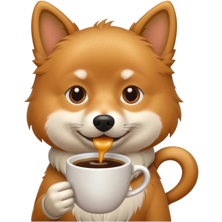 Шпиц пьет кофе emoji