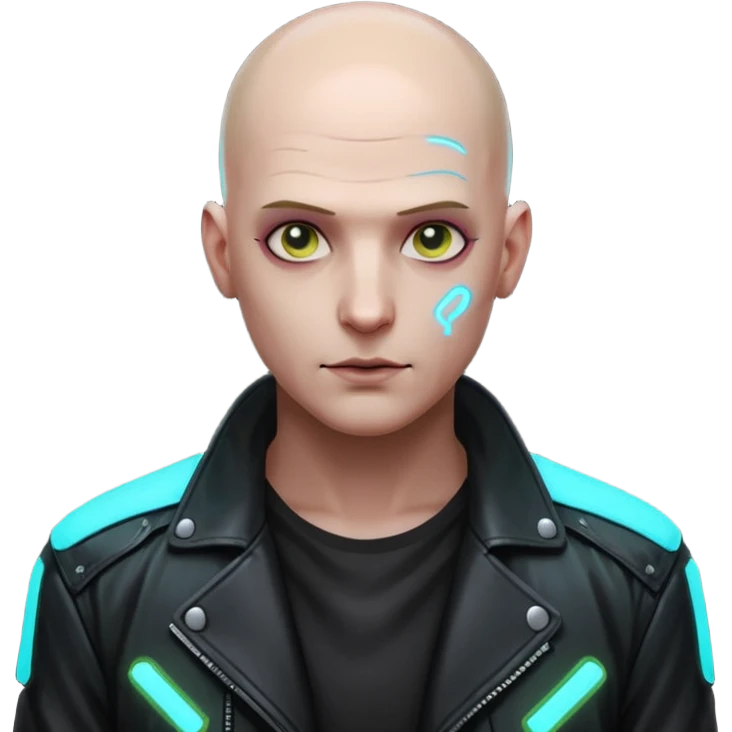 cyberpunk man whihout hair emoji