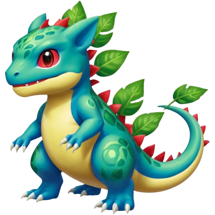 Shiny Aural Bulbasaur-Charmeleon-Inteleon-Sceptile-Greninja-Fakémon-fusion (full body) emoji