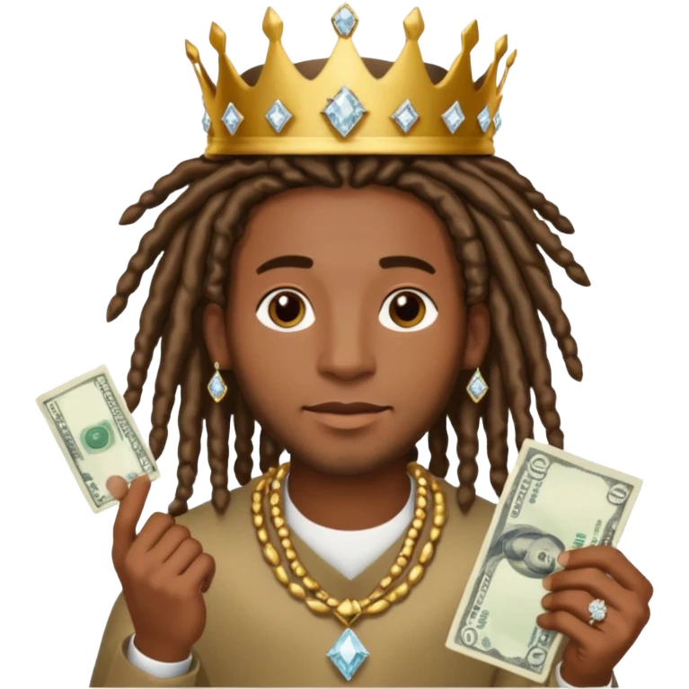 Black man dreads with crown diamond jewelry and money  emoji