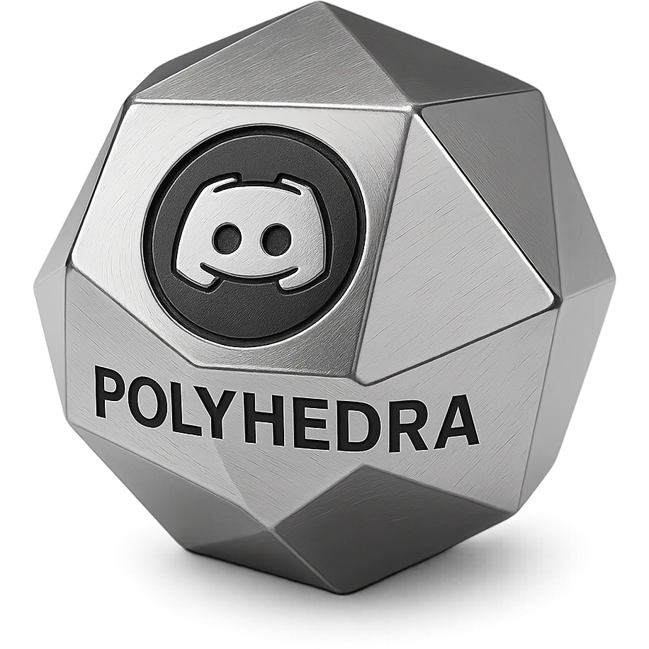 Polyhedra company logo for Discord, black and white emoji