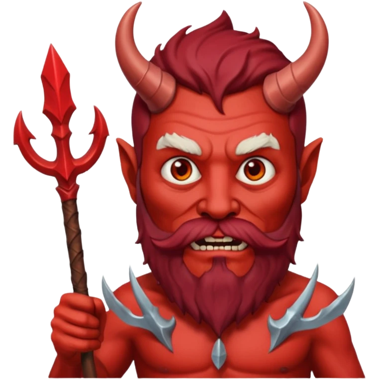 satan emoji holding a trident. make him red and scary. make him older with a beard emoji