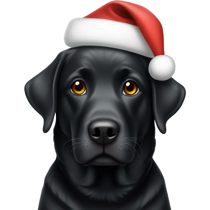 Black lab wearing Santa hat emoji