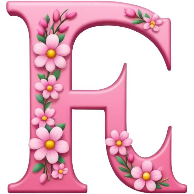 Pink, romantic, flowery, the letter “e” emoji